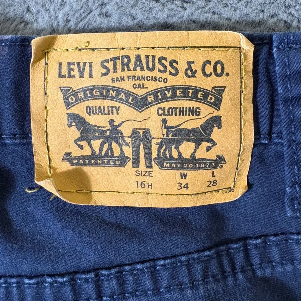 Levis 511 Slim Navy Blue Chino Pants Boys 16 Husky 34x28 Stretch Twill AR460